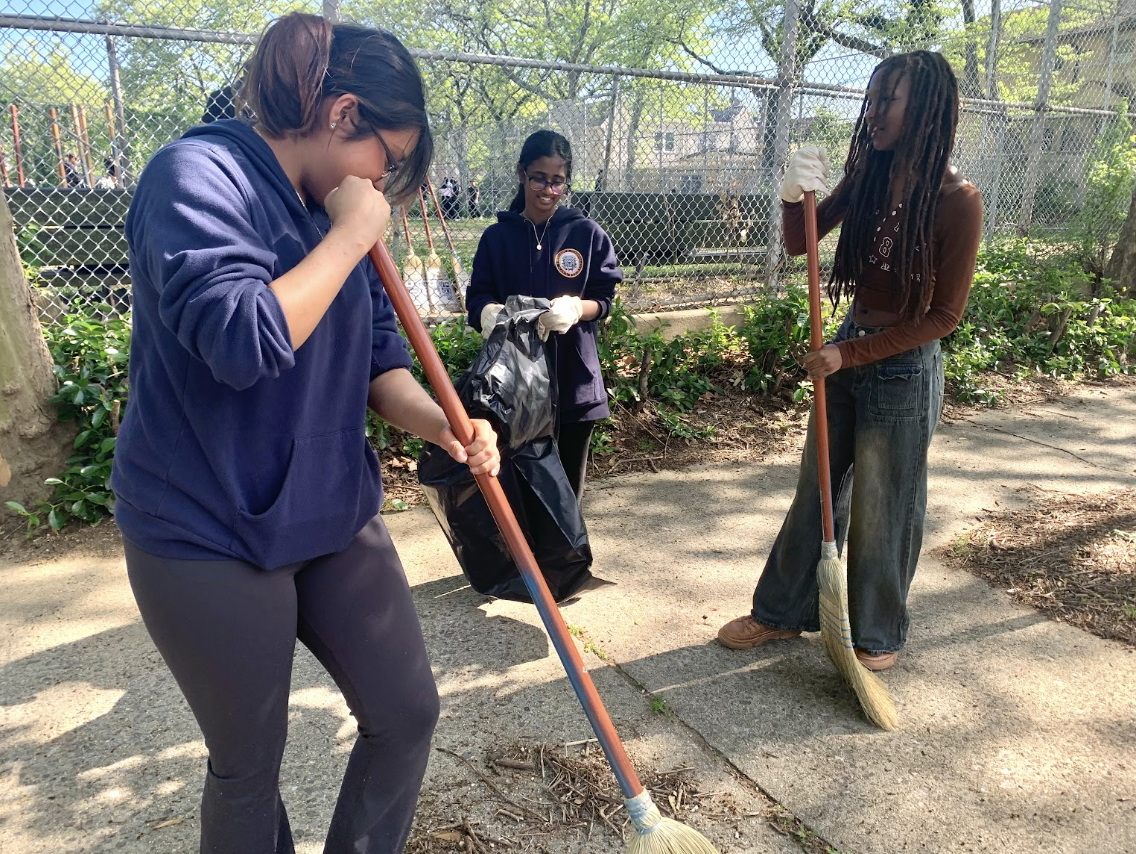 Councilwoman Linda Lee's office provided shovels, rakes, and brooms for students to use during the park clean up. 