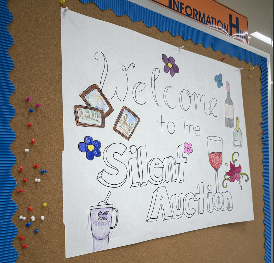 The silent auction is a yearly fundraiser by the English Department, with this year's event being the first since Covid. Photo by Mrs. Gutterman.
