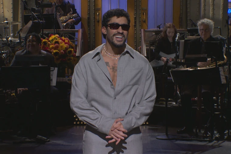 The Puerto Rican rapper further stirred the pot when he was the host of Saturday Night Live's premiere on Oct. 4. Photo via YouTube @SNL.