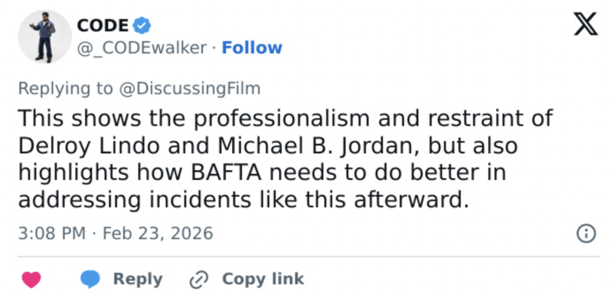 Many online felt strongly about the incident, stating that the award ceremony handled it poorly. Screen shot via X @_CODEwalker.